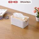 AZKO Stora Kotak Tisu Dengan Tutup Bambu Adjustable Tissue Box Holder Tempat Tisu Aesthetic Wadah Penyimpanan Tisyu Perlengkapan Rumah Tangga - Hitam