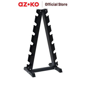 AZKO Kinetic Rak Dummbell Triangle 6 Pair - Hitam/Abu-Abu Tempat Simpan Alat Gym Barbel Organizer Besi Perlengkapan Fitness