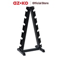 AZKO Kinetic Rak Dummbell Triangle 6 Pair - Hitam/Abu-Abu Tempat Simpan Alat Gym Barbel Organizer Besi Perlengkapan Fitness