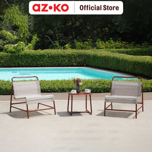 AZKO Soleil Set 3 Pcs Merlot Kursi & Meja Teras - Krem Balcony Table Chair Furniture Outdoor Serbaguna Furnitur Rumah Tempat Duduk Kursi Halaman