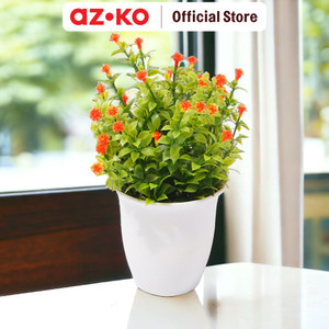 AZKO Arthome 22 cm Tanaman Artifisial Grass Star Dengan Pot - Oranye Tumbuhan Tanaman Buatan Dekorasi Plant Sintetis Pajangan Rumah Serbaguna Hiasan Properti Foto