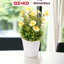 AZKO Arthome 18 cm Tanaman Artifisial Grass Daisy Dengan Pot - Kuning Tumbuhan Tanaman Buatan Dekorasi Plant Sintetis Pajangan Rumah Serbaguna Hiasan Properti Foto
