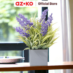 AZKO Arthome 20 cm Tanaman Artifisial Grass Lavender Dengan Pot - Ungu Lilac Tumbuhan Tanaman Buatan Dekorasi Plant Sintetis Pajangan Rumah Serbaguna Hiasan Properti Foto