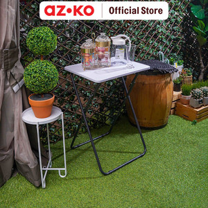 AZKO Krisbow Meja Lipat Personal - Putih/Abu-Abu Meja Serbaguna Folding Table Multifunctional Foldable Desk Personal Table Furniture House