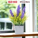 AZKO Arthome 20 cm Tanaman Artifisial Grass Lavender Dengan Pot - Biru Tumbuhan Tanaman Buatan Dekorasi Plant Sintetis Pajangan Rumah Serbaguna Hiasan Properti Foto
