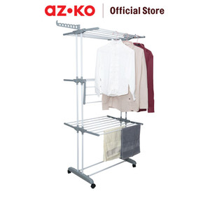 AZKO Stora 76X45X172 cm Jemuran Baju 3 Tingkat Tempat Jemur Baju Drying Rack Gantungan Laundry Perlengkapan Rumah Tangga