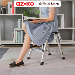AZKO Fixsteps 42 cm Tangga Lipat Aluminium Stool 2 Step Multifunction Household Ladder Peralatan Rumah Tangga Tangga Buka Tutup Foldable Ladder