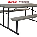 AZKO New Storm 182 cm Set Bangku & Meja Taman - Cokelat Bangku Dan Meja Taman Garden Desk And Chair Picnic Table Benches Set Outdoor Furniture Furnitur Halaman
