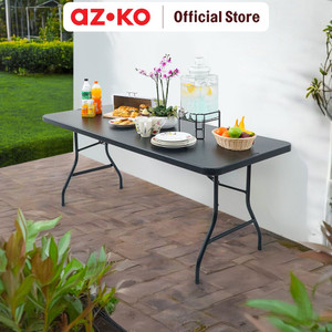 AZKO New Storm 182X76 cm Meja Taman Lipat - Hitam Foldable Garden Desk Picnic Table Meja Halaman Serbaguna Furniture Indoor Outdoor
