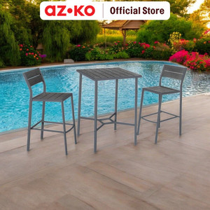 AZKO Soleil Set Kursi & Meja Bar - Abu-Abu Tua Dining Table Set Meja Kursi Ruang Makan Aesthetic Furniture Dining Room