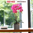 AZKO Arthome Tanaman Artifisial Orchid 2 Stem Dengan Pot - Pink Fuschia Tumbuhan Tanaman Buatan Dekorasi Plant Sintetis Pajangan Rumah Serbaguna Hiasan Properti Foto