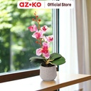AZKO Arthome Tanaman Artifisial Orchid Dengan Pot - Pink Sakura Tumbuhan Tanaman Buatan Dekorasi Plant Sintetis Pajangan Rumah Serbaguna Hiasan Properti Foto