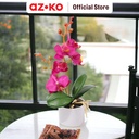 AZKO Arthome Tanaman Artifisial Orchid Fascia Dengan Pot - Ungu Tumbuhan Tanaman Buatan Dekorasi Plant Sintetis Pajangan Rumah Serbaguna Hiasan Properti Foto