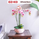AZKO Arthome Bunga Artifisial Orchid 7 Stem Dengan Pot - Pink Tumbuhan Buatan Bunga Hias Cantik Sintetis Tanaman Artificial Dekorasi Flower Pajangan Rumah Serbaguna Hiasan Properti Foto