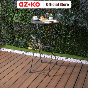 AZKO Soleil Preston Meja Bar Lipat Round - Cokelat Sandy Coffee Meja Luar Ruangan Garden Table Balcony Desk Furnitur Taman Outdoor Furniture