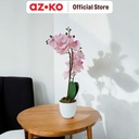 AZKO Arthome 50 cm Bunga Artifisial Orchid Dengan Pot - Pink Pastel Tumbuhan Buatan Bunga Hias Cantik Sintetis Tanaman Artificial Dekorasi Flower Pajangan Rumah Serbaguna Hiasan Properti Foto