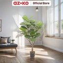 AZKO Arthome 115 cm Tanaman Artifisial Fiddle Fig Dengan Pot Tumbuhan Tanaman Buatan Dekorasi Plant Sintetis Pajangan Rumah Serbaguna Hiasan Properti Foto