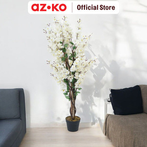 AZKO Arthome 120 cm Pohon Bunga Artifisial Wintersweet Dengan Pot - Putih Tumbuhan Tanaman Buatan Dekorasi Plant Sintetis Pajangan Rumah Serbaguna Hiasan Properti Foto