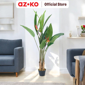 AZKO Arthome 150 cm Bunga Artifisial Birds Paradise Dengan Pot - Hijau Tumbuhan Buatan Bunga Hias Cantik Sintetis Tanaman Artificial Dekorasi Flower Pajangan Rumah Serbaguna Hiasan Properti Foto