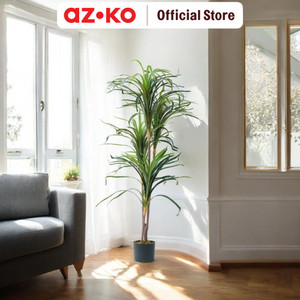 AZKO Arthome 140 cm Tanaman Artifisial Dracaena Dengan Pot - Hijau Tumbuhan Tanaman Buatan Dekorasi Plant Sintetis Pajangan Rumah Serbaguna Hiasan Properti Foto
