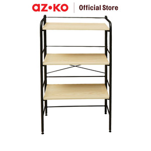 AZKO Masterspace Rak Penyimpanan Lipat Motif Kayu Organizer Serbaguna Tempat Simpan Barang Multifungsi Rak Storage Perlengkapan Rumah Tangga - Cokelat Muda