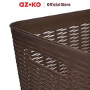 AZKO Stora Keranjang Penyimpanan Wave Handle Storage Basket Kotak Penyimpanan Serbaguna Bin Organizer Tempat Simpan Barang - Cokelat, 19 L