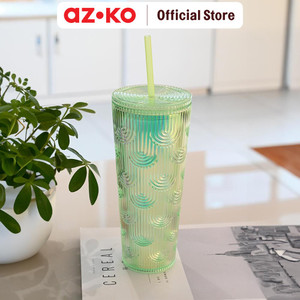AZKO Kris Misty Tumbler Dengan Sedotan Botol Minuman Tempat Air Minum Dengan Sedotan Water Bottle Food Grade Perlengkapan Minum - Turquoise