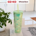 AZKO Kris Misty Tumbler Dengan Sedotan Botol Minuman Tempat Air Minum Dengan Sedotan Water Bottle Food Grade Perlengkapan Minum - Turquoise