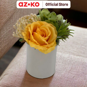 AZKO Arthome 9.5 cm Bunga Artifisial Mix Tumbuhan Buatan Bunga Hias Cantik Sintetis Tanaman Artificial Dekorasi Flower Pajangan Rumah Serbaguna Hiasan Properti Foto - Kuning