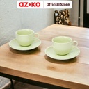 AZKO Delicia Set Farbe Cangkir & Saucer Cup Kopi Dengan Piring Kecil Wadah Minuman Food Grade Drinkware Peralatan Minum - Hijau