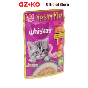 AZKO Whiskas 70 gr Makanan Kucing Basah Kitten Tasty Mix Tuna Salmon Pumpkin Pakan Kucing Cat Wet Food Kebutuhan Hewan Peliharaan