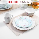 AZKO Delicia Set 16 Pcs Perlengkapan Makan Bluey Flower - Putih Dinner SetSet Alat MakanPiring Gelas MotifEating Utensils