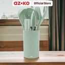 AZKO Kris Set 8 Pcs Peralatan Masak Silikon Dengan Holder - Hijau Muda Cooking Utensils Set Peralatan Memasak Food Grade Spatula Sendok Saring Sendok Saji Pasta Perlengkapan Dapur