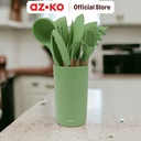 AZKO Kris Set 10 Pcs Peralatan Masak Dengan Holder - Hijau Avocado Cooking Utensils Set Peralatan Memasak Food Grade Spatula Sendok Saring Pengocok Adonan Perlengkapan Dapur