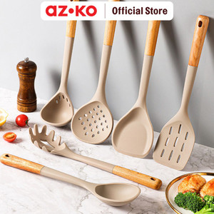 AZKO Kris Spatula Turner Silikon Slotted Pr01 - Abu-Abu Sendok Penggoreng Dengan Lubang Sepatula Sutil Pengangkat Dan Pembalik Cook Utensil Peralatan Masak