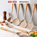 AZKO Kris Sendok Saring Silikon Pr01 - Abu-Abu Skimmer Spoon Spatula Berlubang Sutil Saringan Pemisah Peralatan Masak Perlengkapan Dapur