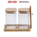 AZKO Kris 250 ml Set 2 Pcs Greek Tempat Bumbu Dapur Kaca Borosilicate Spice Jar Tempat Penyimpanan Bumbu Perlengkapan Dapur Seasoning Jar
