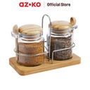 AZKO Kris 150 ml Set 2 Pcs Masala Tempat Bumbu Dapur Kaca Set Spice Jar Rack Tempat Penyimpanan Bumbu Perlengkapan Dapur Seasoning Jar Set