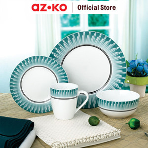 AZKO Delicia Set 16 Pcs Radiant Perlengkapan Makan Premium Dinner Set Plate Aesthetic Eating Utensils Peralatan Makan Set Piring Gelas Mangkok
