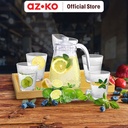 AZKO Delicia Set 6 Pcs Teko & Gelas Dengan Nampan Frosty Set Water Jug With Glass And Tray Pitcher Dengan Tutup Dan Handle Wadah Penyimpanan Air Peralatan Minum