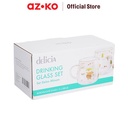 AZKO Delicia 350 ml Set 2 Pcs Mug Kaca Double Wall Hund Gelas Dengan Handle Cup Wadah Minuman Perlengkapan Dapur Peralatan Minum