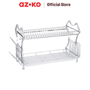 AZKO Stora Maxim Rak Piring 2 Tingkat - Silver Dish Rack Tempat Peralatan Makan Perlengkapan Dapur Rak Pengering Alat Makan