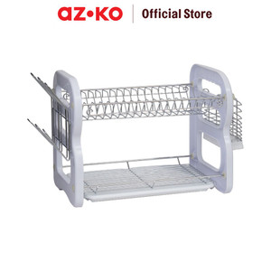 AZKO Stora Prime Rak Piring 2 Tingkat - Putih Dish Rack Tempat Peralatan Makan Perlengkapan Dapur Rak Pengering Alat Makan