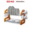 AZKO Stora Cherry Rak Piring 2 Tingkat - Cokelat Dish Rack Tempat Peralatan Makan Perlengkapan Dapur Rak Pengering Alat Makan
