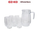 AZKO Delicia Set 7 Pcs Rensa Teko Minum & Gelas Set Water Jug With Glass Pitcher Dengan Tutup Dan Handle Wadah Penyimpanan Air Peralatan Minum