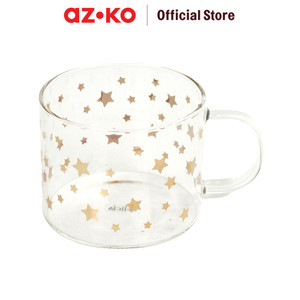 AZKO Delicia 470 ml Set 2 Pcs Mug Kaca Borosil Mixie Gelas Kaca Dengan Handle Cup Wadah Minuman Perlengkapan Dapur Peralatan Minum