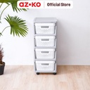 AZKO Stora Rak Troli 4 Tingkat Dengan Keranjang - Putih Tempat Penyimpanan Multifungsi Dengan Roda Storage Trolley Wheels Rack Perlengkapan Rumah Tangga Basket Drawer