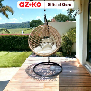 AZKO Soleil Kursi Ayun Gantung Round - Krem Beige Hanging Swinging Chair Bangku Ayunan Outdoor Furniture Tempat Duduk Ayun