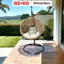 AZKO Soleil Kursi Ayun Gantung Round - Krem Beige Hanging Swinging Chair Bangku Ayunan Outdoor Furniture Tempat Duduk Ayun