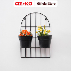 AZKO Arthome 40 cm Rak Tanaman Gantung Mesh 2 Pot Plant Rak Rak Tumbuhan Serbaguna Peralatan Berkebun Standing Pot